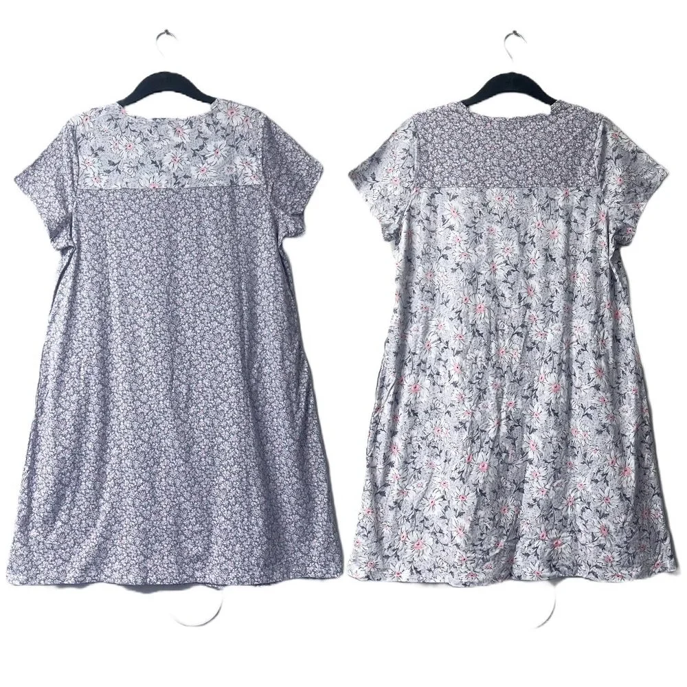NEW! Carole Hochman Meadow Floral 100% Cotton 2-Pack‎ Sleepshirts Large